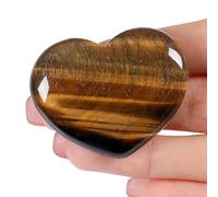 AWARDSEN 45 mm Tiger Eye Crystal Heart, Big Healing Crystals Stone, Natural Love Hearts Gemstones, Pocket Palm Stones for Anxiety Relief, Crystal Gifts for Women, Valentines Day Gifts for Her