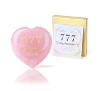 AWARDSEN 45mm Rose Quartz Healing Crystals Heart Angel Number 777 Lucky Charm Stones for Self-Care & Emotional Balance, Reiki Gifts for Christians, New Beginnings, Graduation, New Job