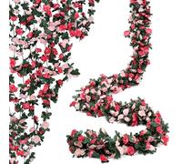 AWARDSEN 5PC Flower Garland 8.5ft/Piece Pink Flower Garlands Rose Vine Artificial Flowers Garland with Wedding Decoration