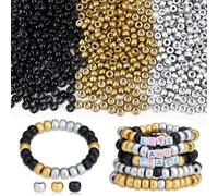 AWARDSEN 6x9mm Pony Beads Bulk, Silver and Gold Pony Beads for Bracelets Making Kit, Phone Charm, Lanyard DIY Craft Beading Making Kit
