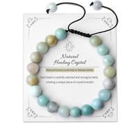 AWARDSEN 8mm Amazonite Crystal Bracelet Green Stone for Harmony & Positive Energy Adjustable 7-11 Inch Macrame Bracelet Gift for All Genders