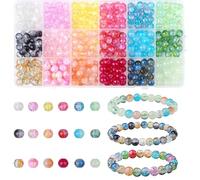 AWARDSEN 8mm Glass Beads Gradient Solid Color Crystal Spacers Beads 360 PCS Craft Pearl Bead DIY Set for Jewellery Making Bracelet Necklace DIY Crafts