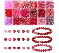 AWARDSEN 8mm Red Christmas Beads 360 PCS - Embroidery Beads for Christmas Jewellery Making, Bracelet/Necklace/Earring Crafts & Homemade Holiday Gifts