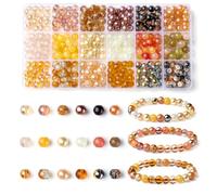 AWARDSEN 8mm Round Crystal Beads for Jewelry Making Bracelet Necklace Earrings Keychain Wind Chimes Craft, 360 Pcs Champagne Glass Beads