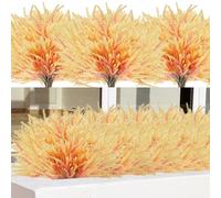 AWARDSEN Artificial Fall Flowers Faux Mums for Outdoor, 15 Bundles Fake Flower Lavender UV Resistant Faux Plants No Fade for Front Door Porch Garden Yard Patio Outside Autumn Decor(Orange)