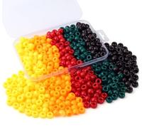 AWARDSEN Autumn Pony Beads Bulk 500 Pcs 9mm Yellow Orange Red Green Brown Halloween Coloured Beads for Bracelet Making Hair Bead for Braids Making DIY Crafting Friendship Bracelets Necklace(5 Colors)