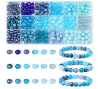AWARDSEN Blue Glass Beads 8mm 360 PCS Crystal Round Beads for Jewellery Making Kit, Bracelet Necklace Crafting Supplies, DIY Homemade Gifts Bulk