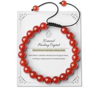AWARDSEN Carnelian Healing Bracelet 8mm Polished Stone for Confidence & Passion Adjustable String Bracelet for Motivation and Emotional Balance