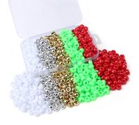 AWARDSEN Christmas Pony Beads Bulk 500 Pcs 9mm Red Green White Gold Silver Christmas Coloured Beads Hair Bead for Crafting Braids Making DIY Friendship Bracelets Necklace
