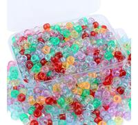AWARDSEN Coloured Clear Pony Beads Bulk 500 Pcs 9mm Translucent Hair Beads for Braids Making DIY Crafting Friendship Bracelets Necklace
