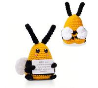 AWARDSEN Crochet Bee Mini Cute Emotional Support Bee with Inner Resolve Card Bee Kind Inspirational Novelty Gifts for Women, Friends, Besties Themed Decor
