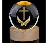 AWARDSEN Cross Crystal Ball Holding Cross Christian Gifts for Women Men Jesus Gifts Baptism Gifts Glass Paperweight Cross Ornaments Baptism Decorations Religious Gifts for Women Men