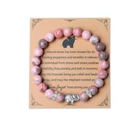 AWARDSEN Elephant Bracelet for Women Lucky Charm with 8 mm Crystal Beads - Strength & Protection Elephant Gift for Anniversary, Mother Birthday, Get Well Soon, New Mum
