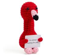 AWARDSEN Flamingo Emotional Support Gift with Motivational Card Positive Crochet Animals Mindfulness Gifts for Women Men Cute Stuff Small Crochet Gifts Christmas Stocking Fillers for Women