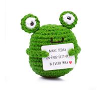 AWARDSEN Frog Emotional Support Crochet Frog Gifts Positive Crochet Animals Pocket Animals Handmade Knitted Birthday Good Luck Gifts for Her Party Home Desk Table