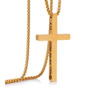 AWARDSEN Gold Cross, Cross Necklace Men with Chain 60cm, Gold Crucifix Pendant Religious Bible Philippians 4:13 Christian/Birthday/Thanksgiving Gifts 24"