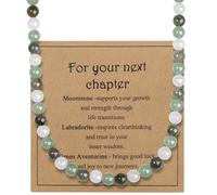 AWARDSEN Graduation Gifts for Men 2026, Mens Crystal Beaded Necklace 8 mm Moonstone Labradorite Green Aventurine, Congratulations New Chapter Gifts for High School University New Job Retirement