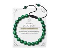 AWARDSEN Malachite Bracelet 8mm Beads Adjustable Macrame Natural Healing Bracelets for Women Men, Gemstone Beaded Bracelet Jewellery, Valentines, Birthday, Gifts for Women Men