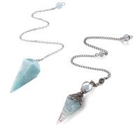 AWARDSEN Pendulum Crystal Natural Aquamarine Crystal Pendulums for Dowsing Spiritual Hexagonal Pointed for Reiki Witchcraft Supplies Divination Tools
