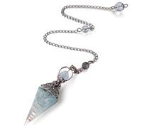 AWARDSEN Pendulum Crystal Reiki Resin Chip Aquamarine Crystal Pendulums for Dowsing Spiritual Pointed Crystals for Witchcraft Supplies Divination Tools