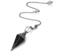 AWARDSEN Pendulum Crystal Reiki Resin Chip Black Obsidian Crystal Pendulums for Dowsing Spiritual Pointed Crystals for Witchcraft Supplies Divination Tools