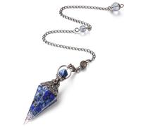 AWARDSEN Pendulum Crystal Reiki Resin Chip Lapis Lazuli Crystal Pendulums for Dowsing Spiritual Pointed Crystals for Witchcraft Supplies Divination Tools