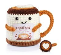 AWARDSEN Positive Crochet Coffee Cup emotional support Gift Coffee Lover Gifts for Women Cute Stuff for Women