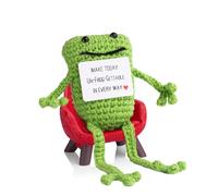 AWARDSEN Positive Frog Emotional Support Frog With Motivational Card Handmade Positive Crochet Animals Funny Gifts for Women Men Cute Stuff Good Luck Gifts