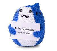 AWARDSEN Positive Shark Emotional Support Shark Positive Crochet Animals Funny Gifts for Women Men Weird Gifts Cute Stuff Good Luck Gifts