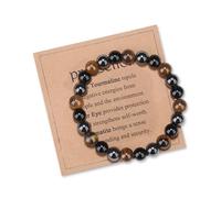 AWARDSEN Protection Strength Bracelet - 8mm Black Tourmaline Tigers Eye for Protection & Courage & Strength, Negative Energy Blocking Crystal Gifts for Women & Men