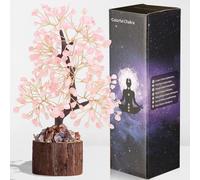 AWARDSEN Rose Quartz Crystal Tree Money Tree Crystal Ornaments Healing Crystals Gifts Pink Decor Desk Decorations Pink Ornaments Spiritual Gifts for Women