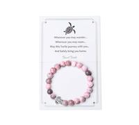 AWARDSEN Travel Bracelet Best Friends Bracelet 8 mm Stretch Natural Pink Zebra Jasper Beaded Bracelets
