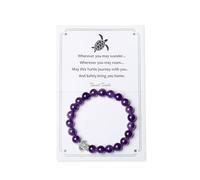 AWARDSEN Turtle Gifts for Women Amethyst Bracelets Crystal 8 mm Beads Bracelet Turtle Pendant Exploration Meditation Resilience Travel Gifts for Women