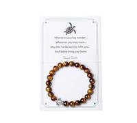 AWARDSEN Turtle Gifts for Women Turtle Bracelet Beaded Bracelets Tiger Eye's Bracelet for Women 8 mm Stretch Natural Crystal Beaded Bracelets