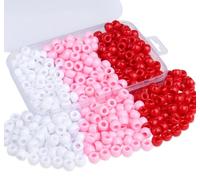 AWARDSEN Valentine Beads Pony Beads Bulk 500 Pcs 9mm Pink Red White Hair Bead for Braids Making DIY Crafting Friendship Bracelets Necklace