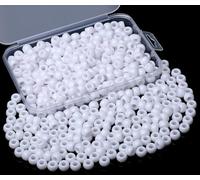AWARDSEN White Pony Beads Bulk 500 Pcs 9mm Hair Beads for Braids Making DIY Crafting Friendship Bracelets Necklace