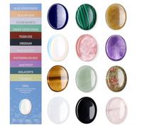 AWARDSEN Worry Stones Anxiety Relief, Healing Crystals Thumb Worry Stone for Adults, Polished Crystal Gemstones Meditation Yoga Gifts for Women, Small Healing Crystal Gift Set(12PCS)