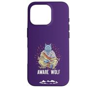 AWARE WOLF Funny Meditation Wolves Meditate Word Game Case for iPhone 16 Pro
