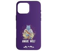 AWARE WOLF Funny Meditation Wolves Meditate Word Game Case for iPhone 16 Pro Max