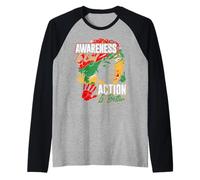 Awareness is Cool, Action is Better - Black History Month Raglan Baseball Tee