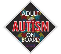 Awareness Matters Level 33 Young Adult/Adult With Autism On Board Full Colour Safety Sticker For the Exterior of the Vehicle - Emergency Services Warning & Information Sticker (Adult)