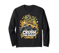 Awareness Monster Truck Dinosaur Crush Childhood Cancer Long Sleeve T-Shirt