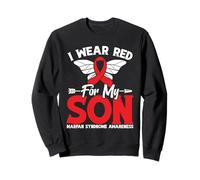 Awareness Month Red Ribbon My Son Warrior Marfan Syndrome Sweatshirt