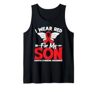Awareness Month Red Ribbon My Son Warrior Marfan Syndrome Tank Top
