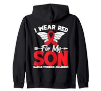 Awareness Month Red Ribbon My Son Warrior Marfan Syndrome Zip Hoodie
