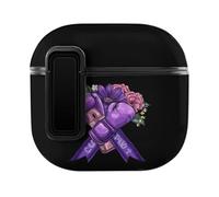 Awareness Purple Ribbon With Boxing Gloves Cute Case PC Earbud Cases Protective Cover Compatible for AirPods 4