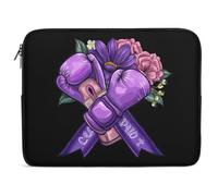 Awareness Purple Ribbon With Boxing Gloves Laptop Case Sleeve Bag 13inch Durable Shockproof Protective Computer Carrying Cover Briefcase