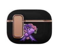 Awareness Purple Ribbon With Boxing Gloves Printed Case Compatible for Airpods Pro 2 Earbud Cases Earphone Protective Covers