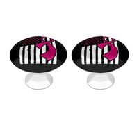 Awareness Ribbon Breast C-ancer Flag 2 PCS Cabinet Knobs Round Mushroom Drawer Door Knob Pull Handles for Dresser Kitchen