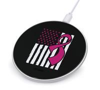 Awareness Ribbon Breast C-ancer Flag Funny Wireless Charger 10W Fast Charging Pad Compatible with iPhone Galaxy